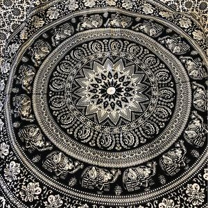 Black & white elephant tapestry
